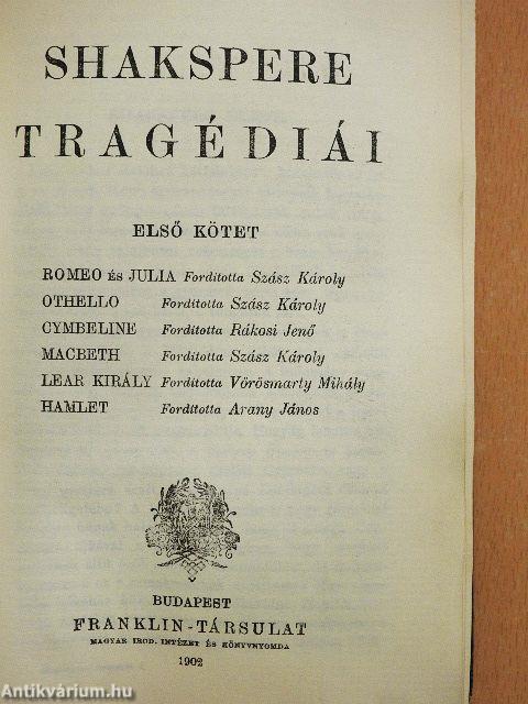 Shakspere tragédiái I.