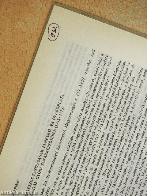 A költészet tanításának elmélete és gyakorlata a jezsuiták győri tanárképzőjében