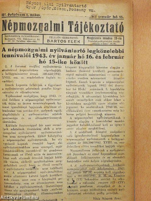Népmozgalmi Tájékoztató 1943. január-december