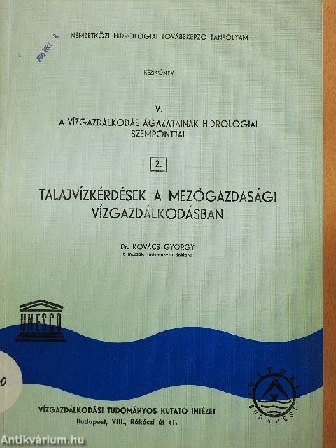Talajvízkérdések a mezőgazdasági vízgazdálkodásban 2.