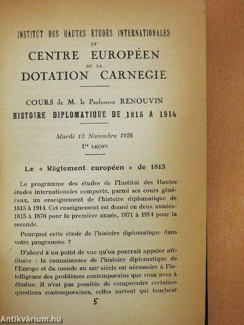 Histoire Diplomatique de 1815 a 1914 - 1-24e Lecon