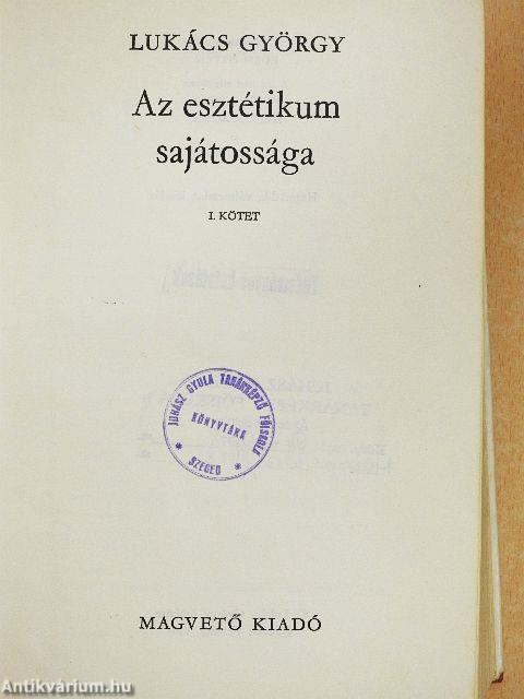 Az esztétikum sajátossága I-II.