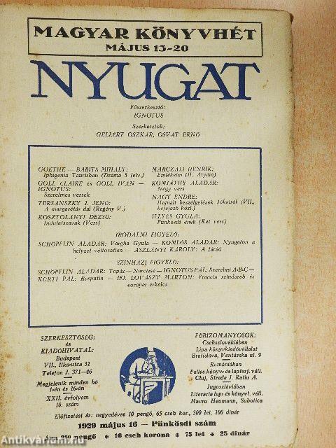 Nyugat 1929. május 16.