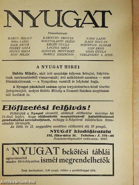 Nyugat 1929. április 16.