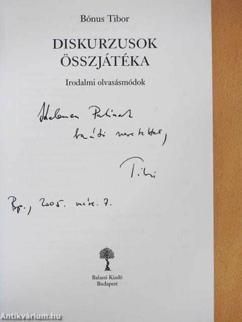 Diskurzusok összjátéka (dedikált példány)