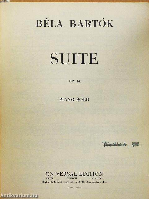 Tíz könnyű zongoradarab/14 Bagatell zongorára/Román Kolinda-dallamok/Román népi táncok zongorára/Három rondó/Suite/Allegro Barbaro