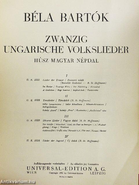 Húsz magyar népdal I-IV./Tíz magyar dal énekhangra és zongorára (1906)/Magyar népdalok énekhangra, zongorakísérettel