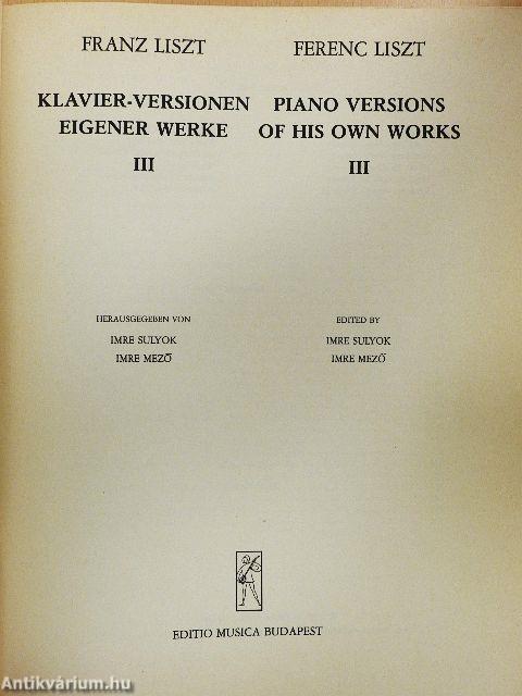 Klavier-Versionen Eigener Werke III.