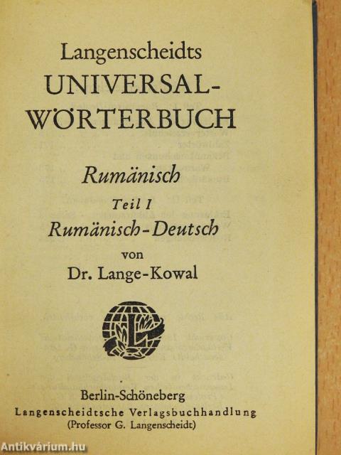 Langenscheidts Universal-Wörterbuch Rumänisch I-II.