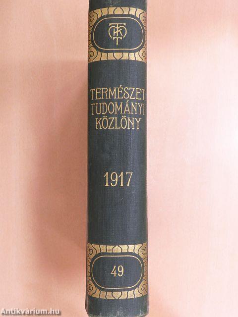 Természettudományi Közlöny 1917. január-december/Pótfüzetek a Természettudományi Közlönyhöz 1917. január-december