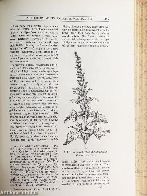 Természettudományi Közlöny 1917. január-december/Pótfüzetek a Természettudományi Közlönyhöz 1917. január-december