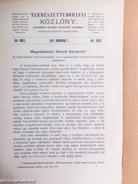 Természettudományi Közlöny 1910. január-december