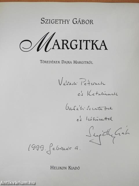 Margitka (dedikált példány)
