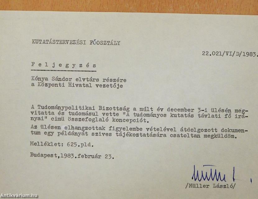 A tudományos kutatás távlati fő irányai (aláírt példány)