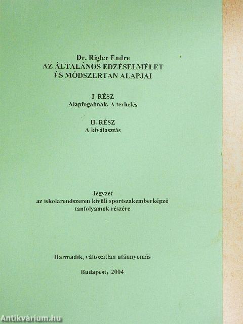 Az általános edzéselmélet és módszertan alapjai I-II.