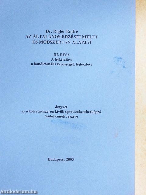 Az általános edzéselmélet és módszertan alapjai III.