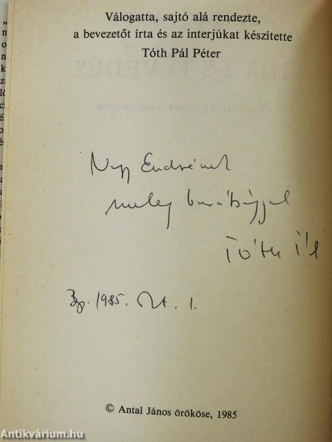 Hit és tévedés (dedikált példány)