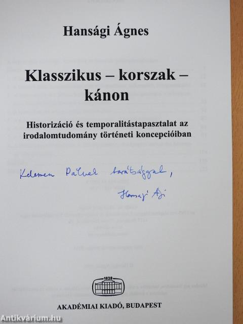 Klasszikus - korszak - kánon (dedikált példány)