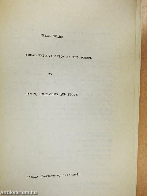 Vocal Improvisation in the School IV.