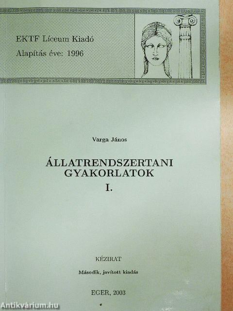 Állatrendszertani gyakorlatok I.