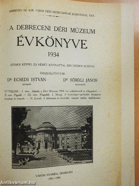 A Debreceni Déri Múzeum évkönyve 1934