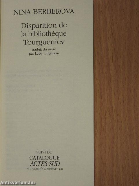 Disparition de la bibliothéque Tourgueniev/Catalogues Nouveautés Automne 1990