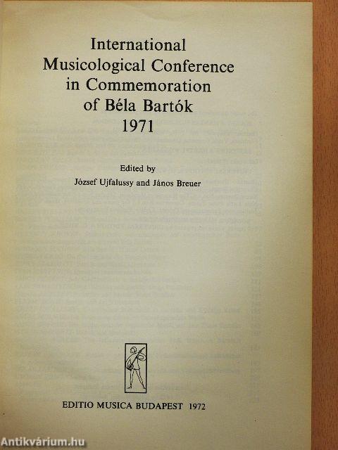 International Musicological Conference in Commemoration of Béla Bartók 1971