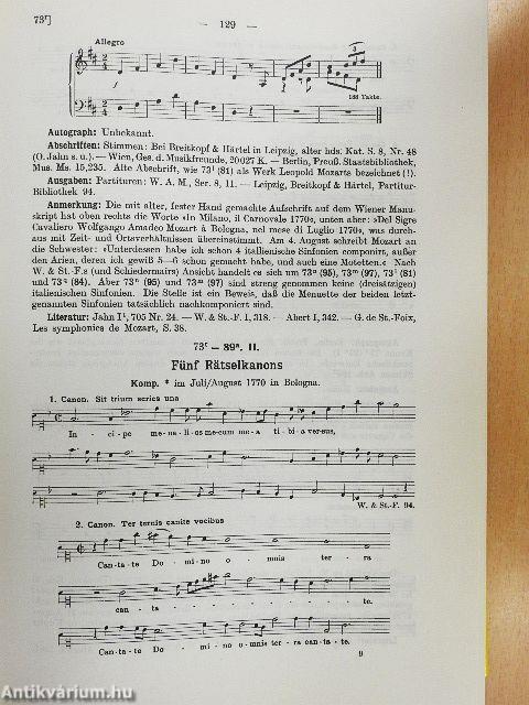 Chronologisch-thematisches Verzeichnis sämtlicher Tonwerke Wolfgang Amade Mozarts