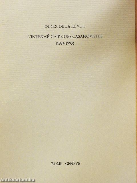 L'Intermédiaire des Casanovistes (1984-1993) - Index de la Revue