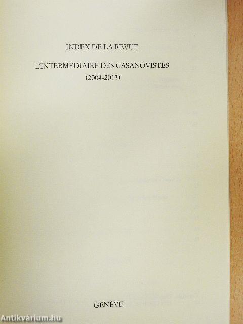 L'Intermédiaire des Casanovistes (2004-2013) - Index de la Revue