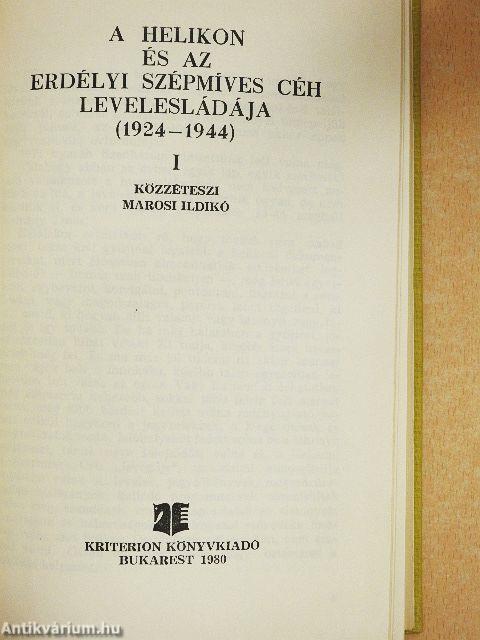 A Helikon és az Erdélyi Szépmíves Céh levelesládája I-II.