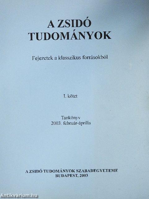 A zsidó tudományok I.