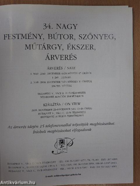 34. nagy festmény, bútor, szőnyeg, műtárgy, ékszer árverés