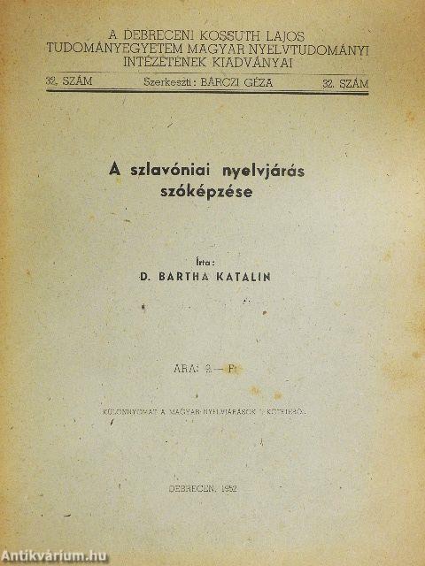 A szlavóniai nyelvjárás szóképzése