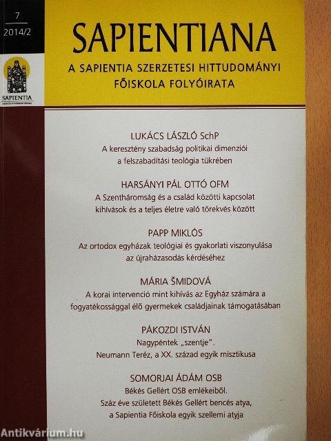 Sapientiana 2014/2.