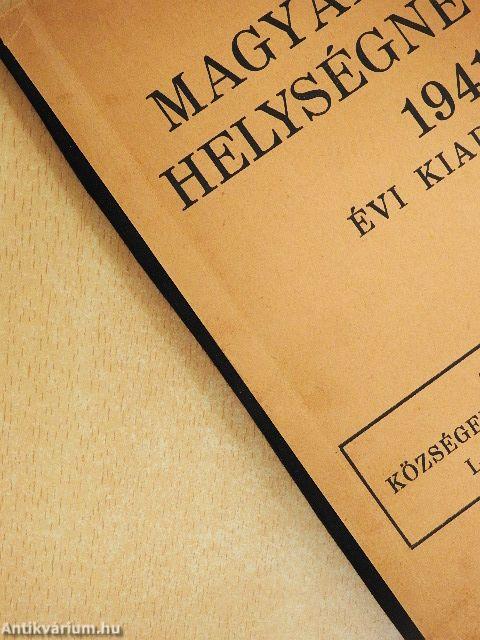 1. pótfüzet Magyarország helységnévtára 1941. évi kiadásához
