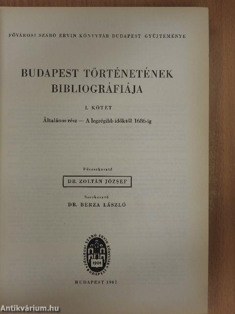 Budapest történetének bibliográfiája I.