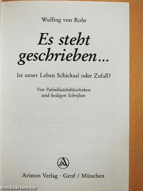 Es steht geschrieben ...