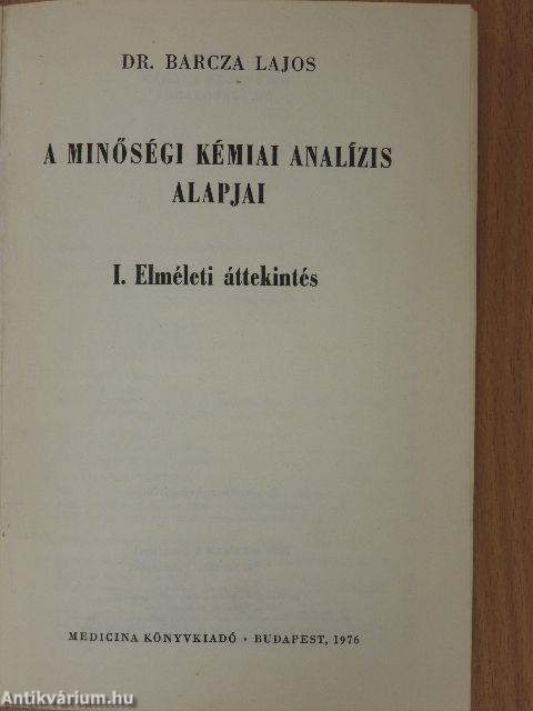 A minőségi kémiai analízis alapjai I.