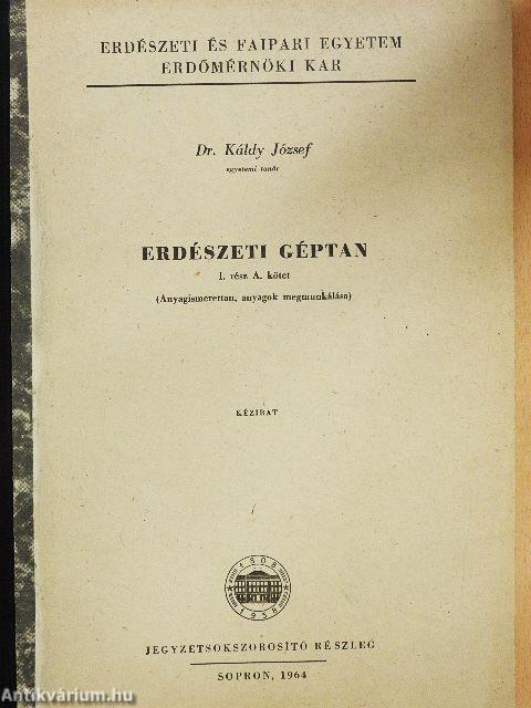 Erdészeti géptan I/A