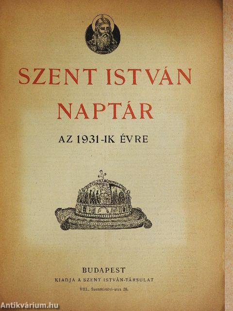 Szent István naptár az 1931-ik évre