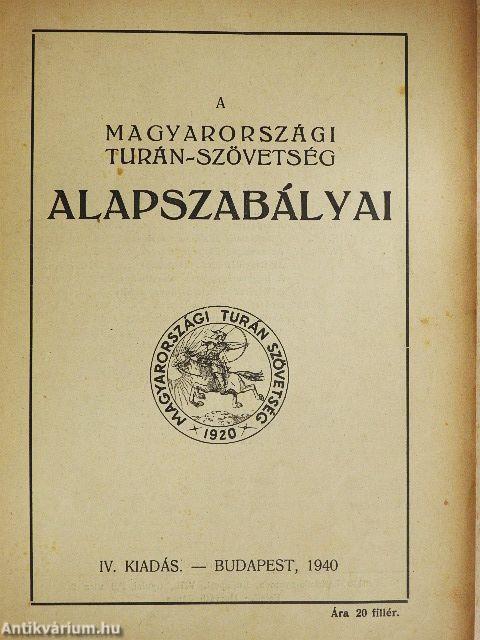 A magyarországi Turán-Szövetség alapszabályai