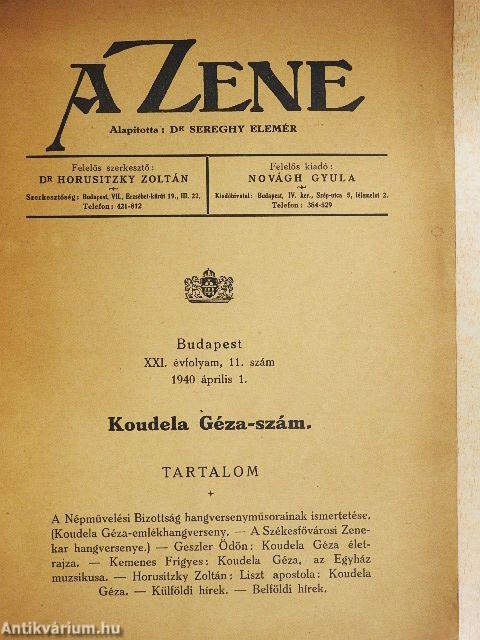 A Zene 1940. április 1.
