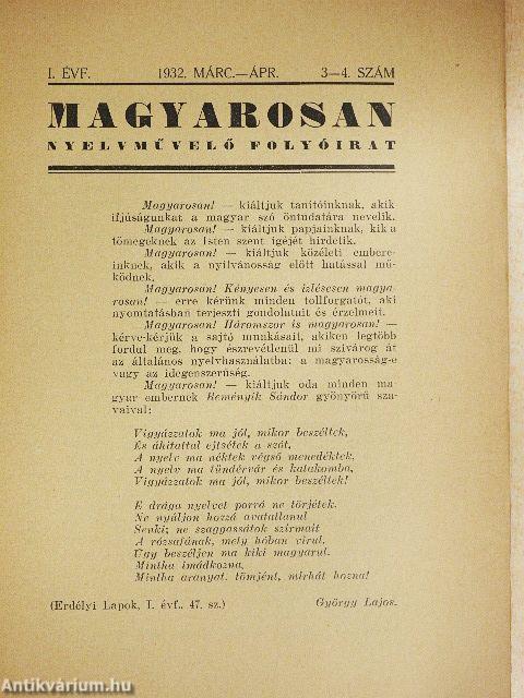 Magyarosan 1932. március-április