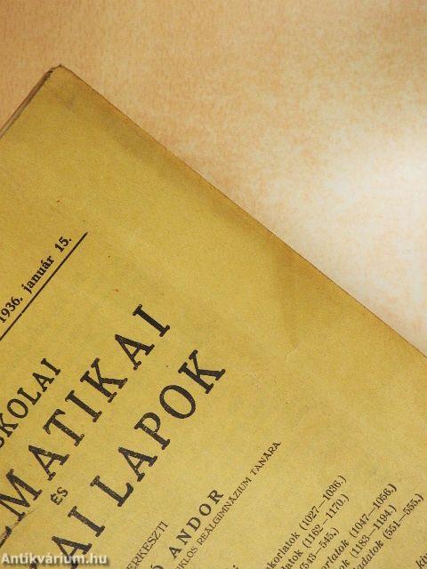 Középiskolai Matematikai és Fizikai Lapok 1936. január 15.