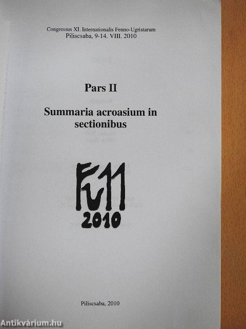 Congressus XI Internationalis Fenno-Ugristarum II.