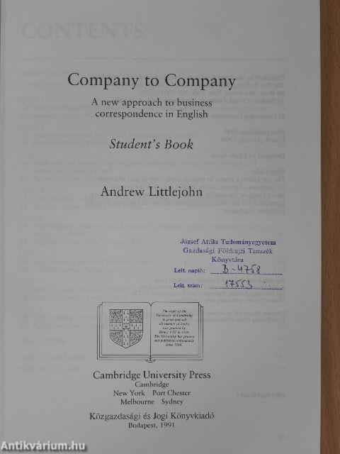 Company to Company - Student's Book