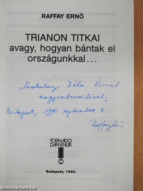 Trianon titkai (dedikált példány)