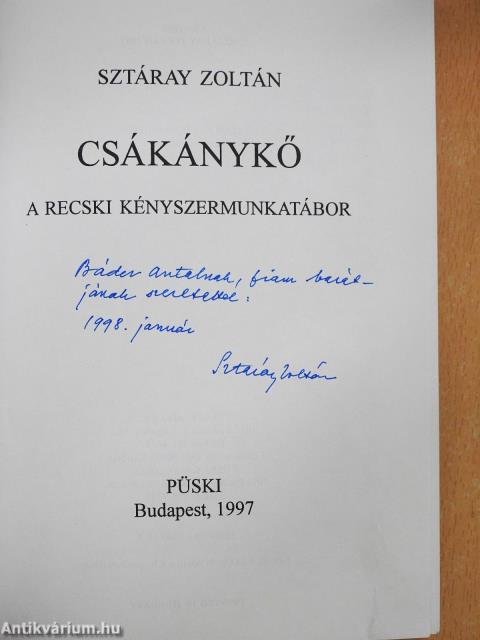 Csákánykő (dedikált példány)