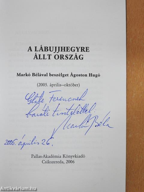 A lábujjhegyre állt ország (dedikált példány)